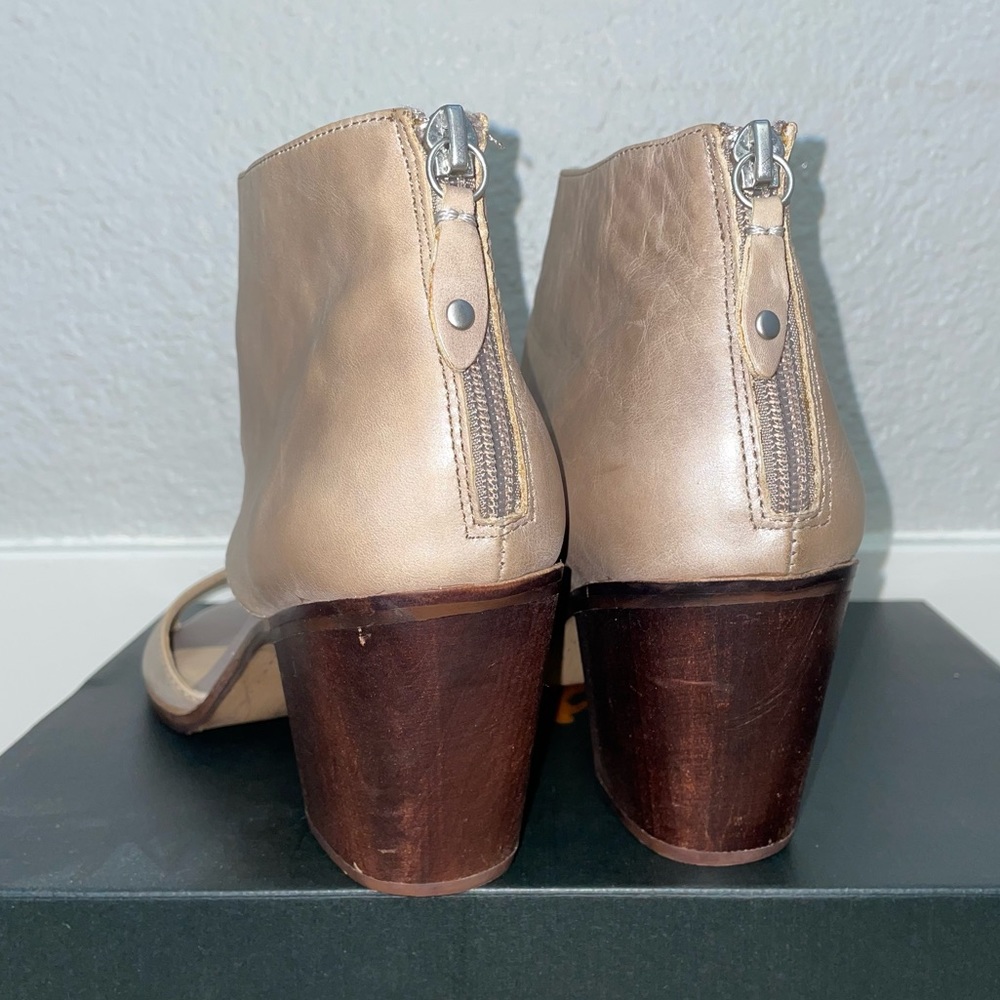KDB Kelsi Dagger Brooklyn Tan Ankle Boots Open Toe With Zipper Size 8.5 - Picture 7 of 10